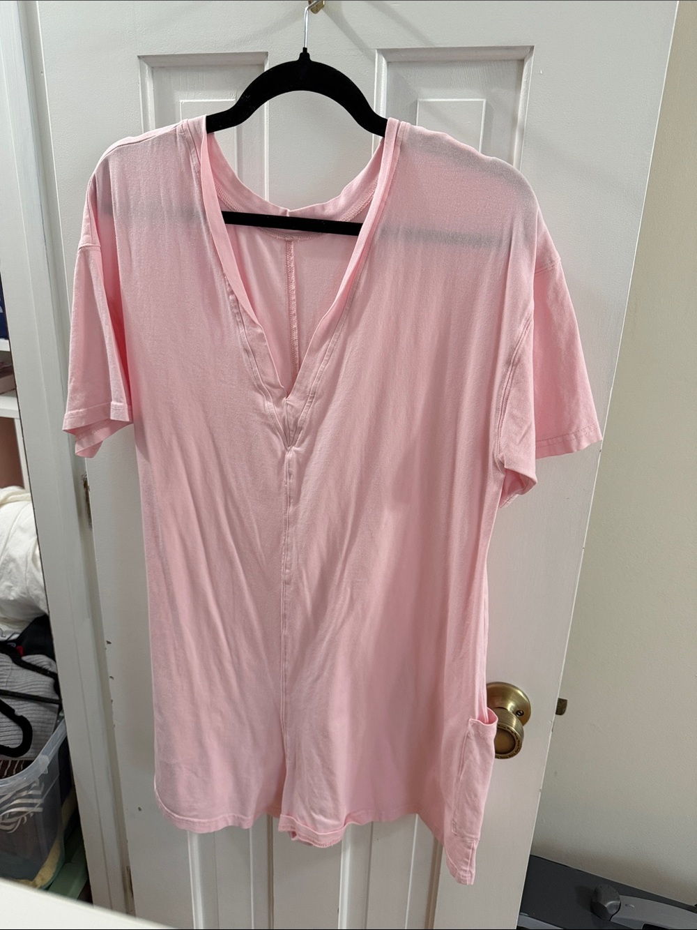 Women's Light Pink V-Neck Romper